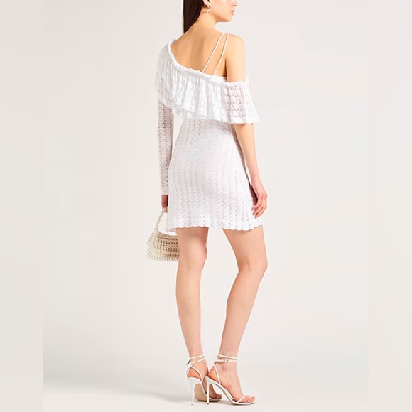 Missoni White Cold-shoulder Ruffled Crochet-knit Mini Dress - Picture 2 of 9